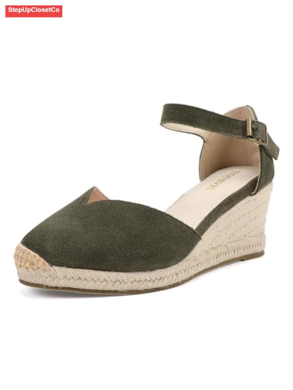 Closed Toe Espadrille Wedge Sandals Ankle Strap Suede